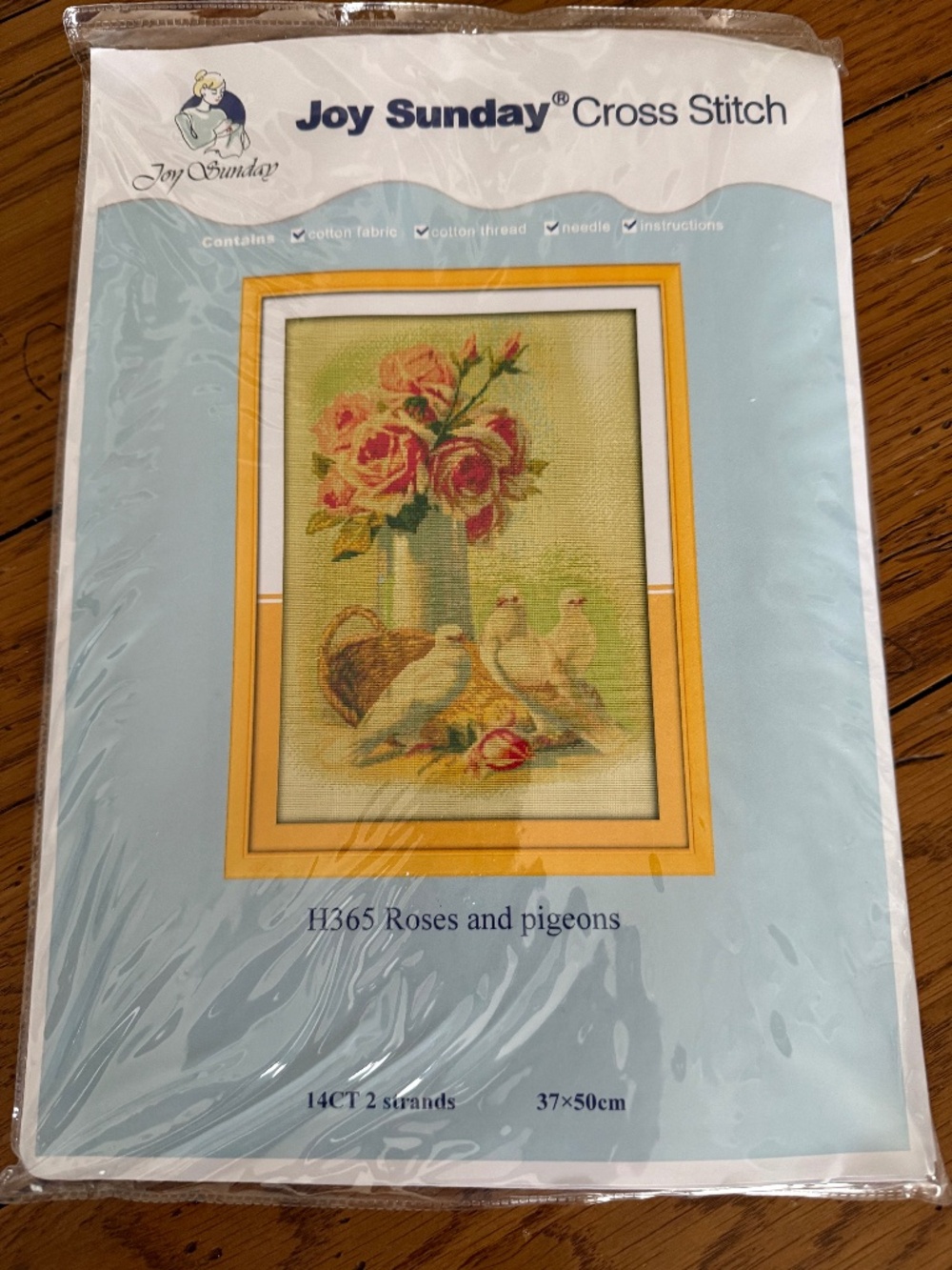 Roses & Pigeons Joy Sunday Cross Stitch Kit 14CT Not Pre-Printed